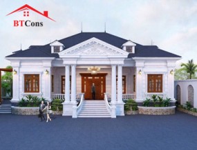 Thiết kế biệt thự vườn 1 tầng tân cổ điển độc đáo và ấn tượng