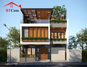 Thiết kế biệt thự phố hiện đại mặt tiền 10m tại quận 9