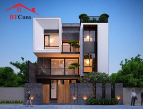 Thiết kế biệt thự hiện đại mặt tiền 8m tại Ninh Thuận